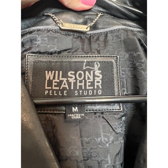 Wilsons Leather Pelle Studio Black Genuine Leather Jacket M - Picture 4 of 9